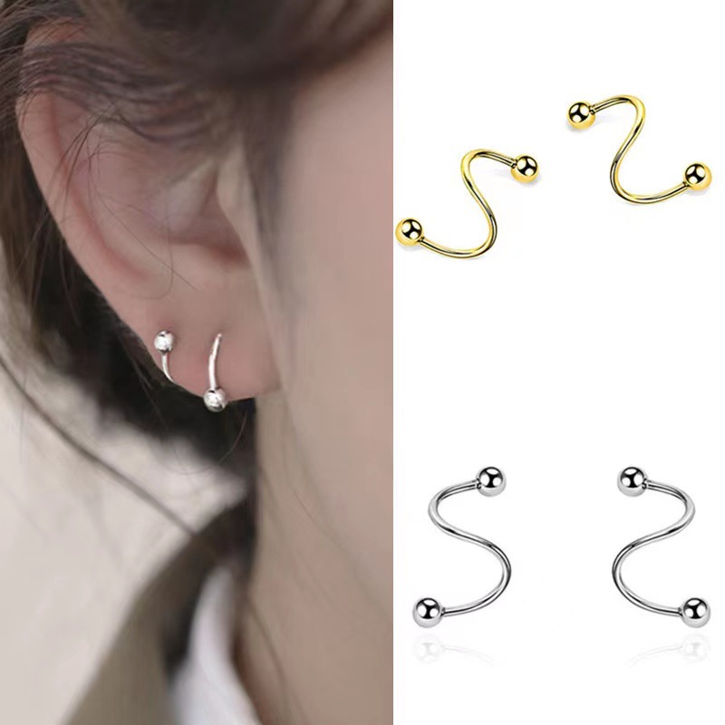 G23 Titanium Nose Ring S-Shaped Nose Stud Round Ball Pointed Cone Earring Body Piercing Jewelry - Image 4
