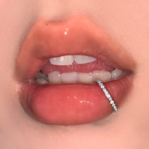 D-Type Flash Diamond Seamless Lip Ring Titanium Steel Closed Hoop Nose Ring Piercing Jewelry