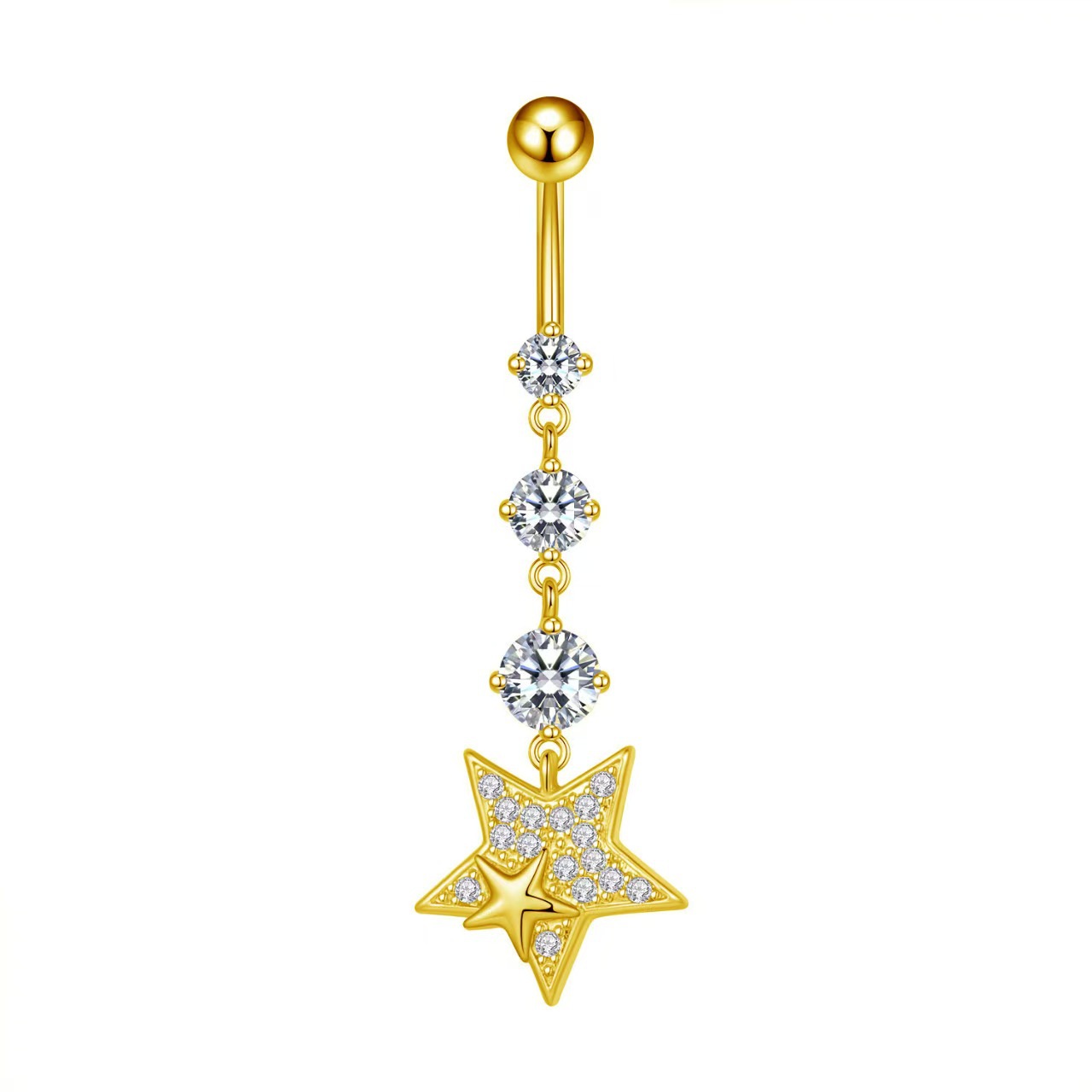 Pentagonal Heart Navel Ring - Stainless Steel Belly Button Jewelry for Women - Image 3