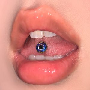 4-Color Gradient Round Pupil Tongue Nail Tongue Ring 316L Surgical Steel External Thread Piercing Jewelry