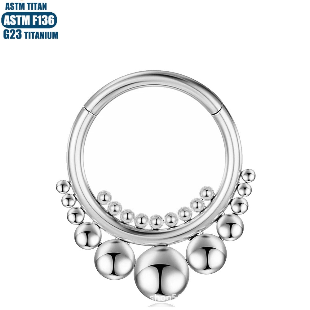 F136 Titanium Nose Ring Hoop Fashion Earring Welded Beads Implant Grade Seamless Closed Ring Body Piercing Jewelry - Image 2