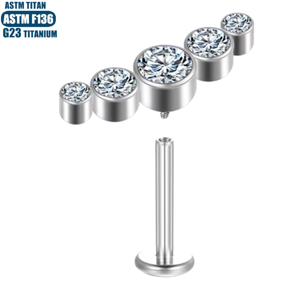 F136 Titanium Alloy Tragus Earring Internally Threaded Zircon Earring Small Lip Ring Lip Jewelry - Image 3