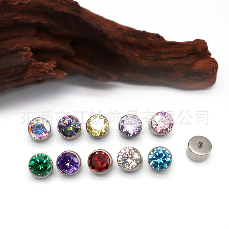 F136 Titanium Lip Stud with 5A Zircon Ear Studs - G23 Titanium Alloy Body Piercing Jewelry Ear Bone Stud Accessories - Image 3