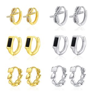 Korean Style Bow Rhinestone Earrings for Women - Simple Zirconium Ear Buckle Earrings, Gold Copper Fashion Jewelry