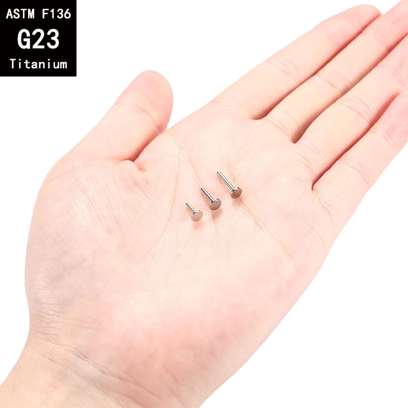 G23 Titanium 1.2mm Internally Threaded Labret Stud Ear Studs Ear Bone Nails F136 Titanium Alloy Piercing Jewelry - Image 4