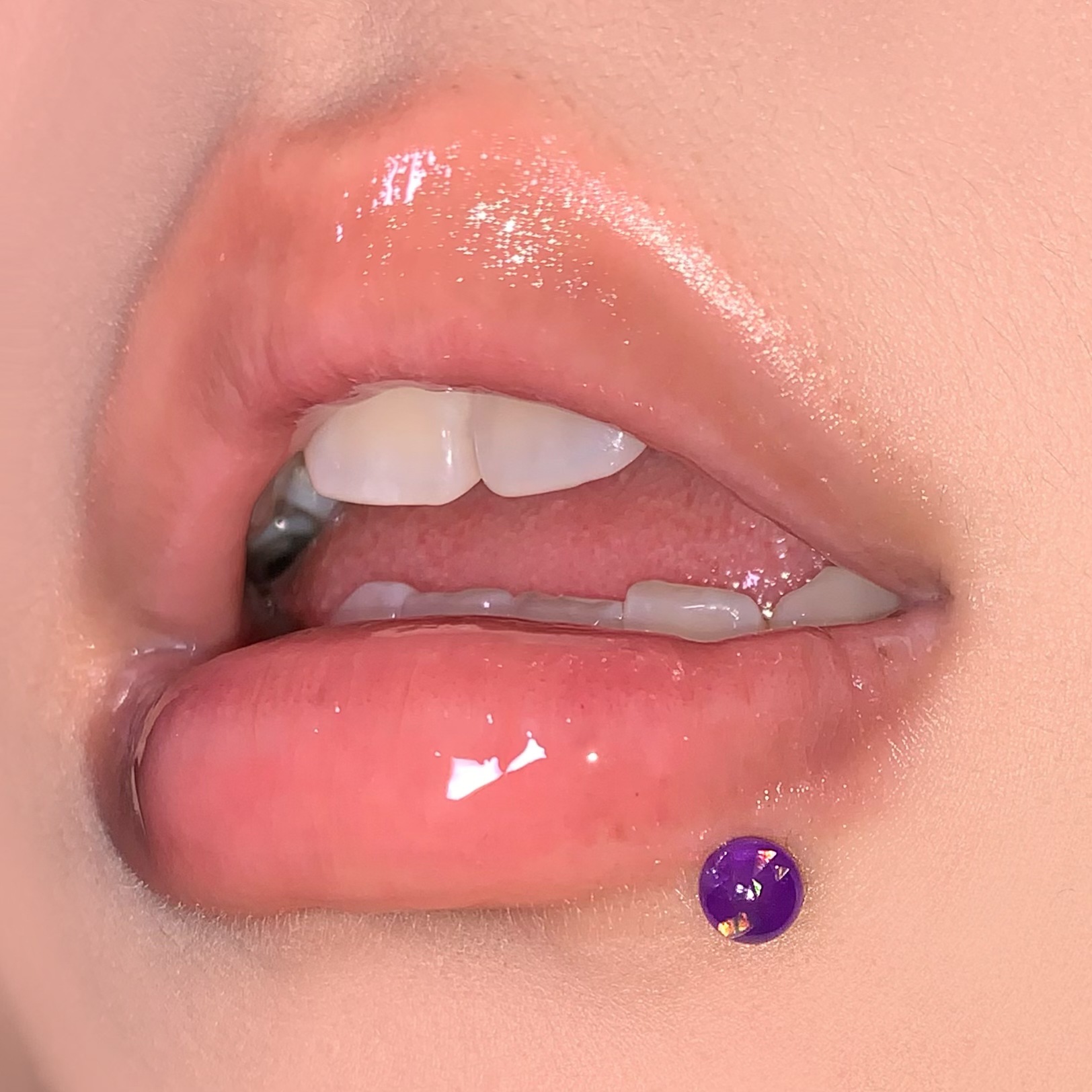 14G 316L Surgical Steel Pink Acrylic Labret Stud Lip Piercing Jewelry 16mm Bar Length - Image 2