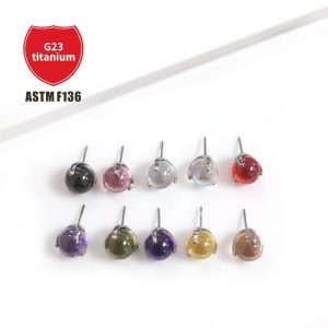 F136 Titanium Three-Claw Zircon Pin Round Bead Tongue Nail Labret Stud Ball G23 Titanium Alloy Body Piercing Lip Jewelry