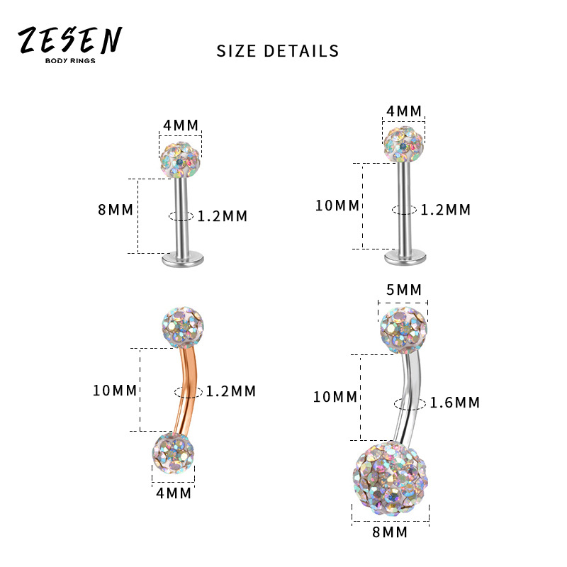 European American Silver Straight Rod Multi-Diamond Ball Stud Earrings, Korean Fashion Zircon Gold-Plated Jewelry - Image 5