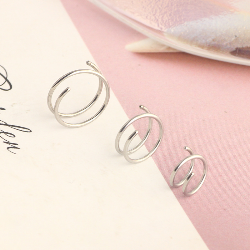 Mason's New 10mm Stainless Steel Spiral Half-Turn Double Hoop Nose Ring Ear Bone Piercing Jewelry - Image 5