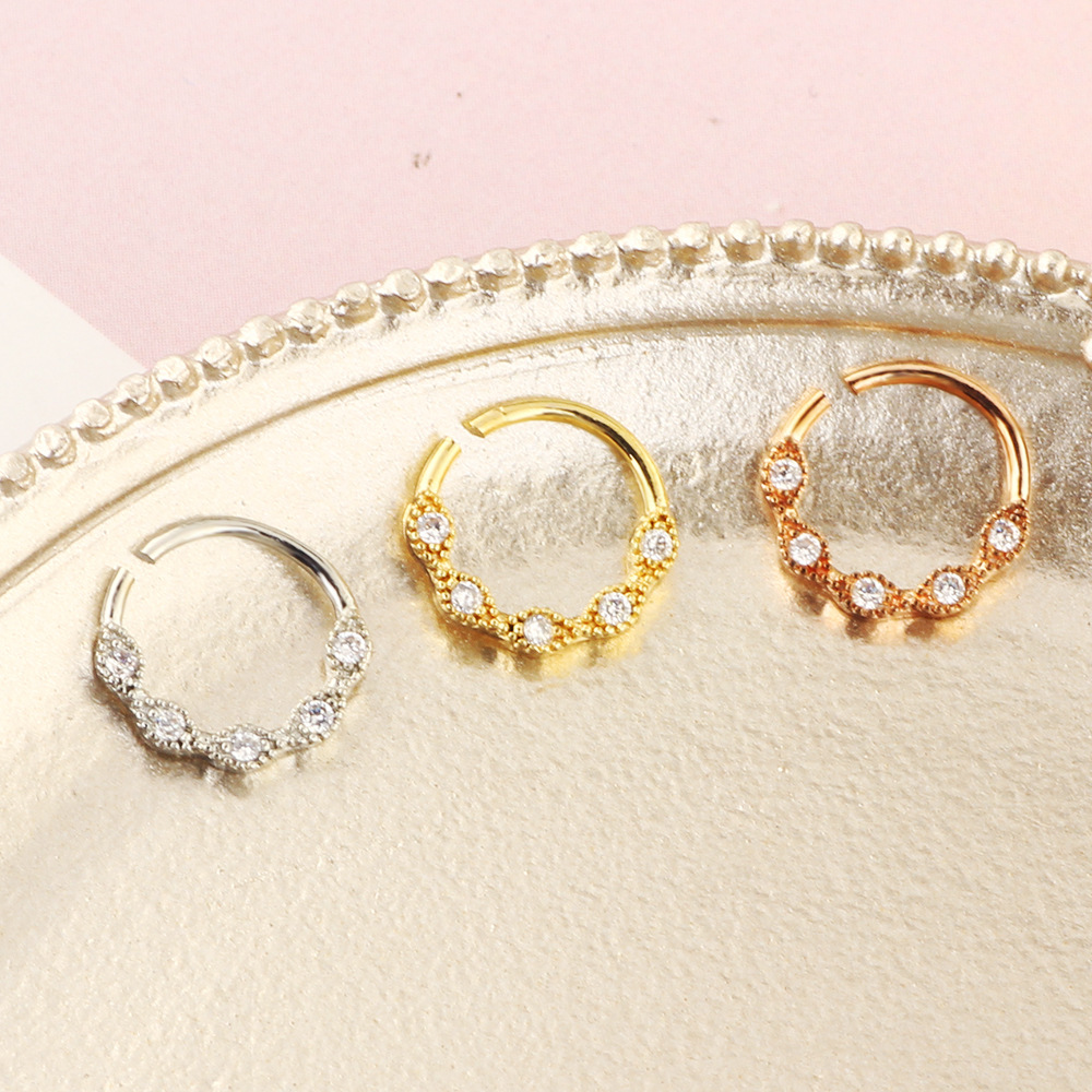 Crown Shape CZ Non-Pierced Nose Ring Hoop C-Type Nostril Jewelry for Women - Image 3