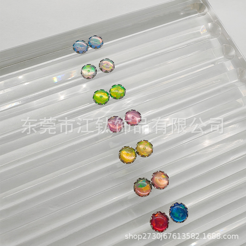 G23 Titanium Ear Cartilage Stud Earring Circular Opal Aurora 5mm Head M0.9 Thread Body Piercing Jewelry - Image 2