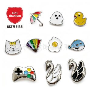 G23 Titanium Alloy Cat Poached Egg Drip Oil Cartilage Earring 1.2x10mm Body Piercing Earring