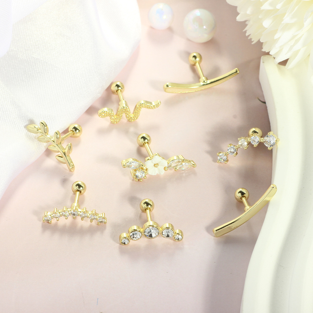 1.2mm Thick Stainless Steel Gold Plated Flower Earring Star Shape Ear Bone Stud New Arrival - Image 3