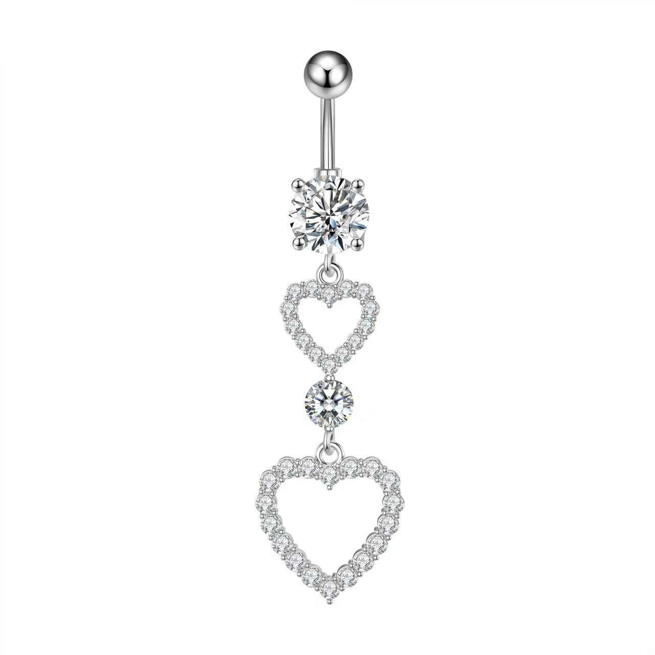 Pentagonal Heart Navel Ring - Stainless Steel Belly Button Jewelry for Women - Image 4