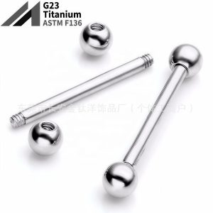 F136 Titanium 0.8mm External Thread Straight Ball Nose Lip Ear Nail G23 Titanium Alloy Piercing Jewelry