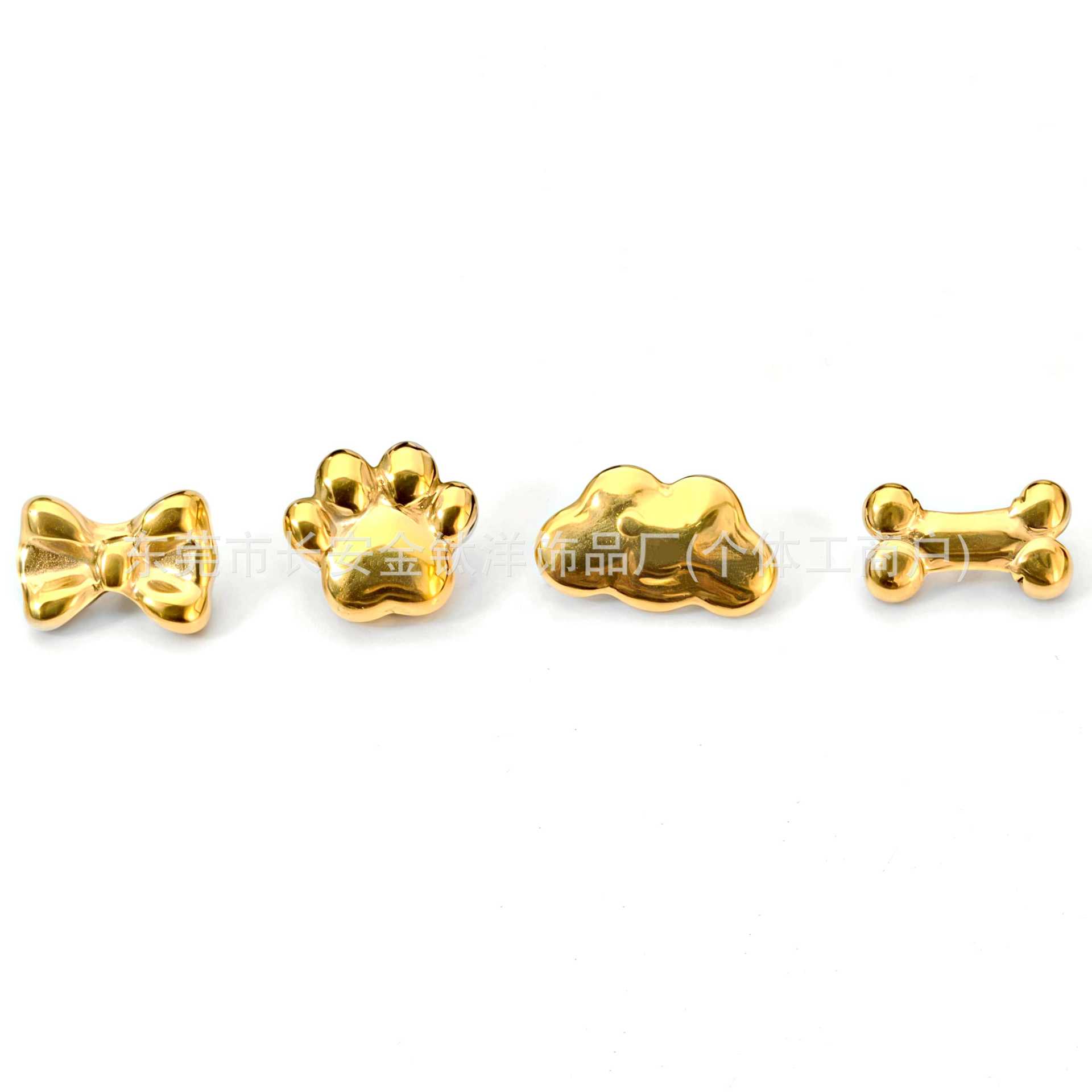 F136 Titanium 18K Gold-Plated Five-Pointed Star Flower Cat Claw Bowknot Ear Stud Ear Bone Stud G23 Titanium Alloy Piercing Jewelry - Image 2