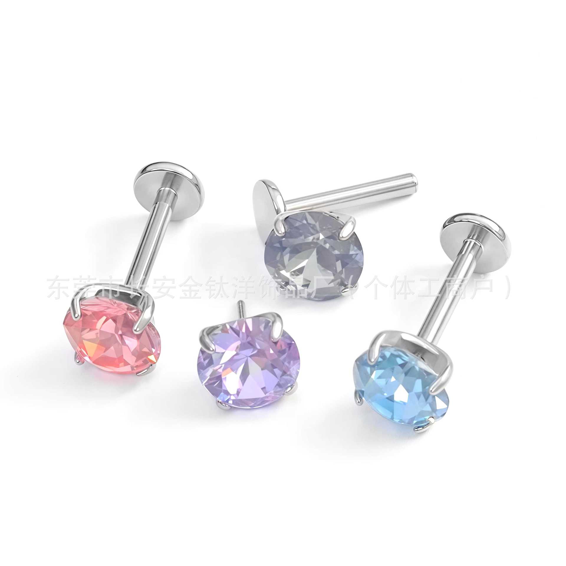 F136 Titanium Flash Claw Inlaid Swarovski Pin Earrings Ear Bone Nails G23 Titanium Alloy Body Piercing Jewelry - Image 3