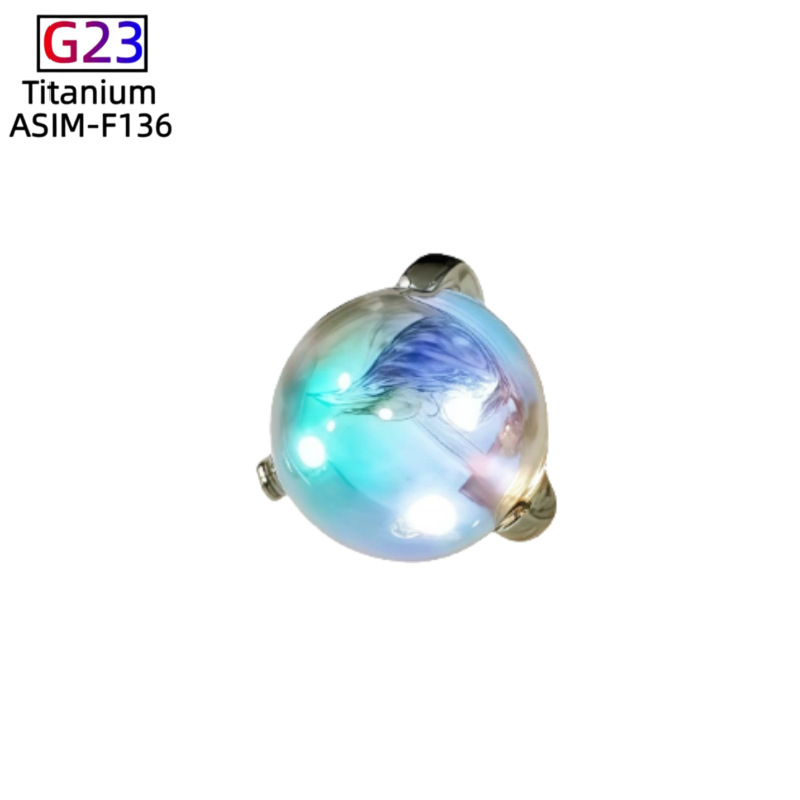 F136 Titanium Three-Claw Empty Holder with Moonlight Ball, DIY Claw Holder Accessory, G23 Titanium Alloy Piercing Jewelry - Image 3