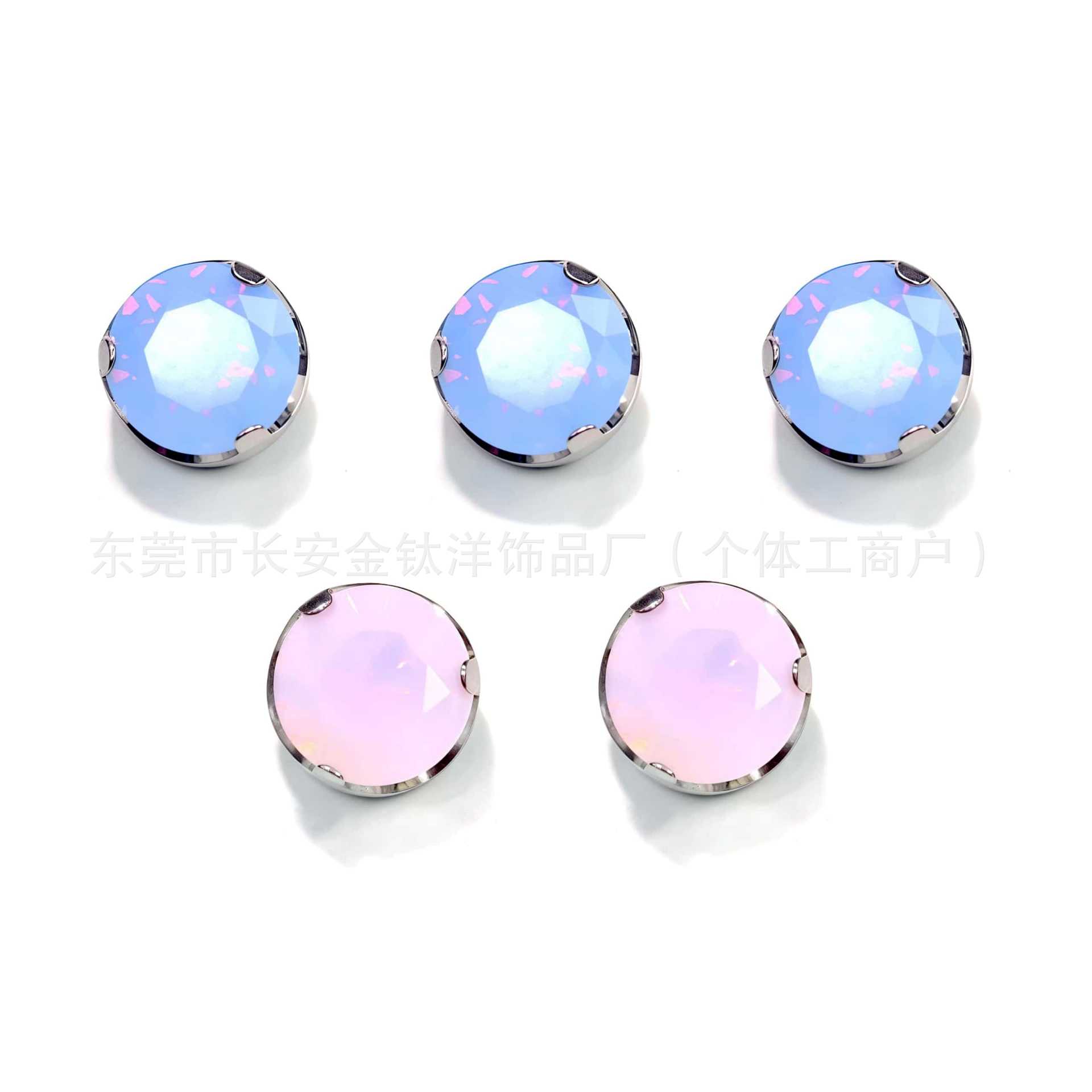 F136 Titanium Three-Prong Inlaid Opal Earrings Lip Studs Ear Bone Studs Body Piercing Jewelry G23 Titanium Alloy - Image 3
