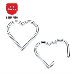 G23 Titanium Nose Ring Closed Heart Shape Seamless Hoop Earrings for Women Men