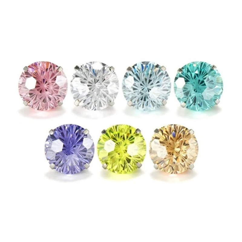 F136 Titanium Round Bottom Inner Teeth Fireworks Cut Zircon Lip Nail Ear Bone Nail G23 Titanium Alloy Body Piercing Jewelry Ear Stud - Image 5