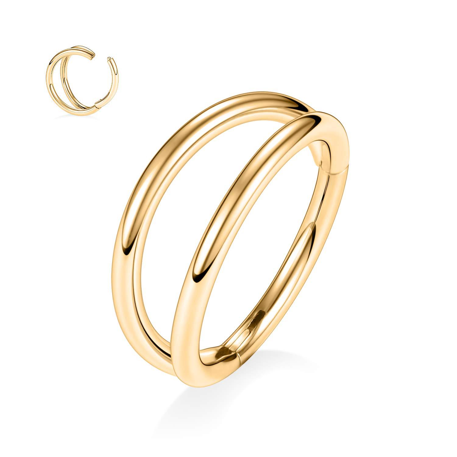 G23 Titanium Nose Ring Double Ring Closed Ring Earrings Hoop Body Piercing Jewelry - Image 3