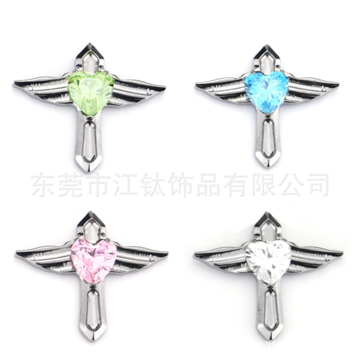Titanium Ear Nail Heart Shaped Zircon Angel Wings G23 Titanium Alloy Body Piercing Jewelry Earrings - Image 5