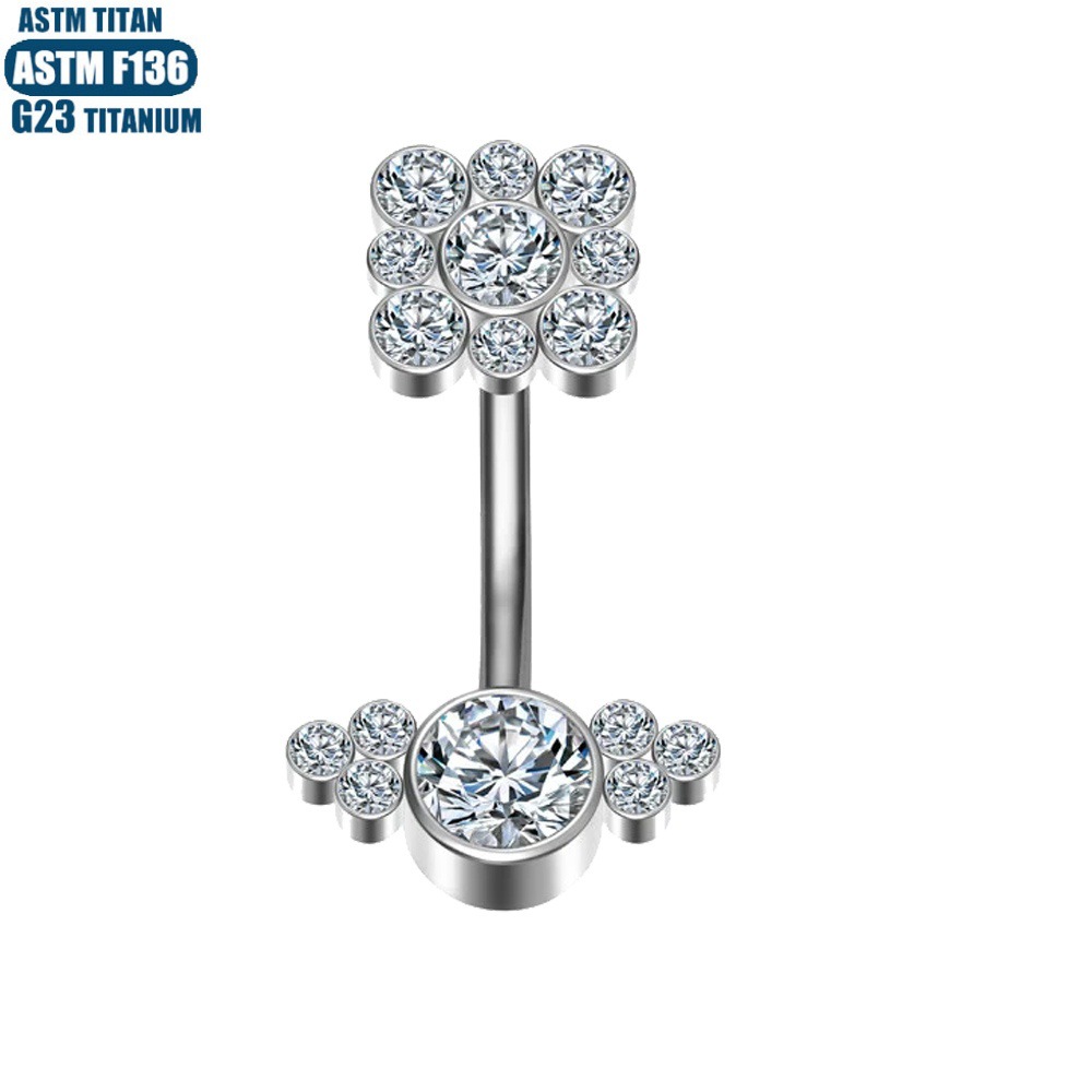 F136 Titanium Alloy Zircon Belly Button Ring with Internal Spiral - Navel Stud Piercing Jewelry - Image 2
