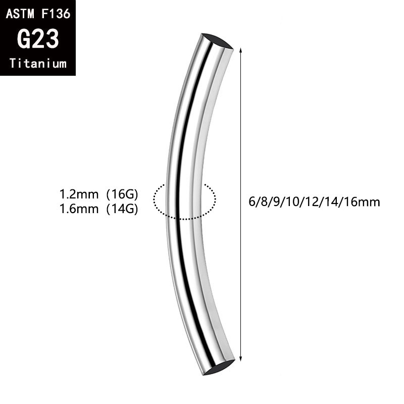 G23 Titanium Internal Thread Curved Barbell Eyebrow Ring - F136 Titanium Alloy Replacement Rod for Body Piercing Jewelry - Image 2