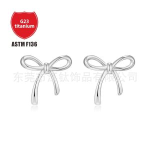 F136 Titanium Bow Ear Stud Thread Pin Lip Nail G23 Alloy Piercing Jewelry Ear Cartilage