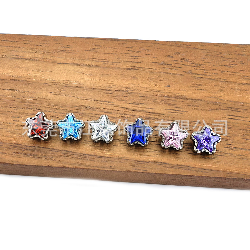 G23 Titanium Ear Bone Nail Star Tooth Edge Inlaid Zircon Cross-Border Body Piercing Jewelry Ear Nail - Image 2
