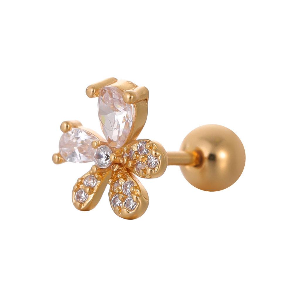 Flash Diamond Love Wings Series Titanium Steel Zircon Ear Cartilage Stud Heart Shape Belly Ring for Women - Image 4