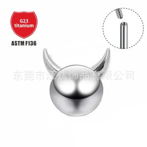 F136 Titanium Devil Horn Lip Ear Bone Nail Stud - G23 Titanium Alloy Body Piercing Jewelry