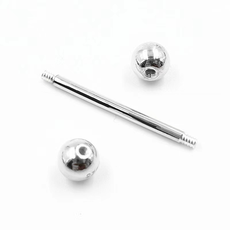 G23 Titanium 14G 40mm Externally Threaded Straight Barbell with 5mm Balls for Tongue, Ear, Nipple Piercing - Image 2