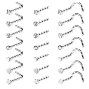 Stainless Steel Geometric Nose Stud Set - Body Piercing Jewelry Accessories Nose Ring Kit