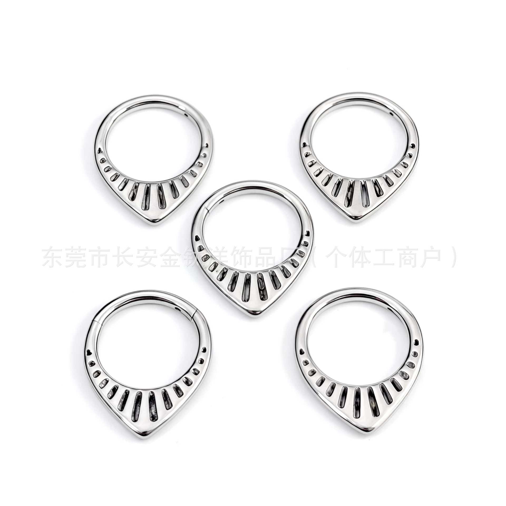 F136 Titanium Drop-Shaped Cut Out Closed Ring Pinless Hoop Earrings Nose Ring Seamless Ring G23 Titanium Alloy Piercing Jewelry - Image 5