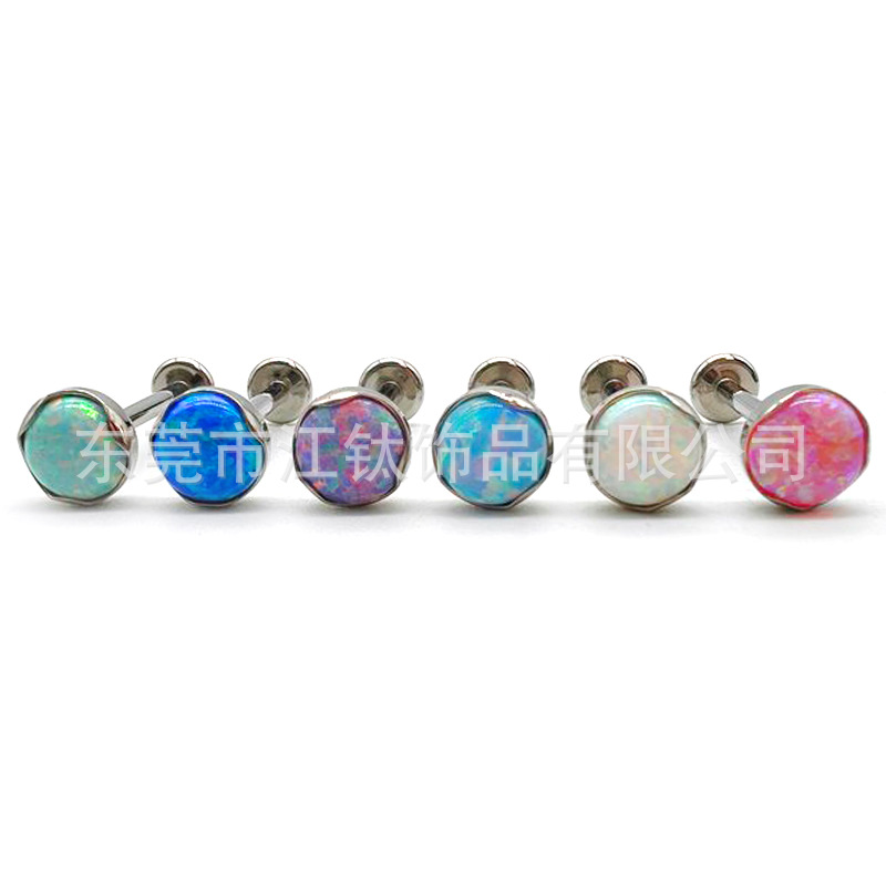 G23 Titanium Opal Lip Nail Navel Nail Tongue Nail Piercing Jewelry JT233 - Image 5