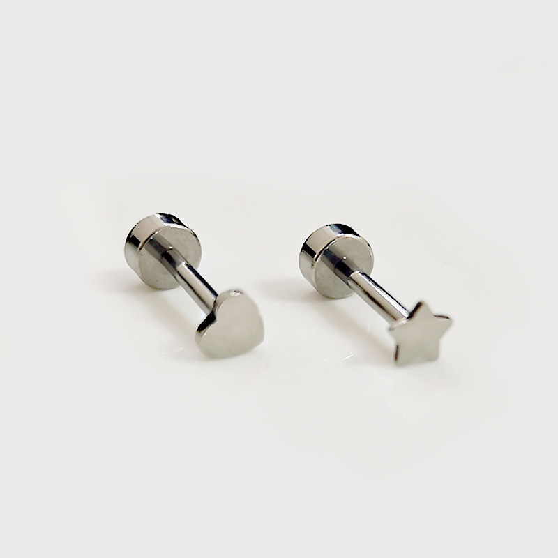 G23 Titanium Lip Nail Star Heart Shape ASTM F136 Piercing Jewelry - Image 2