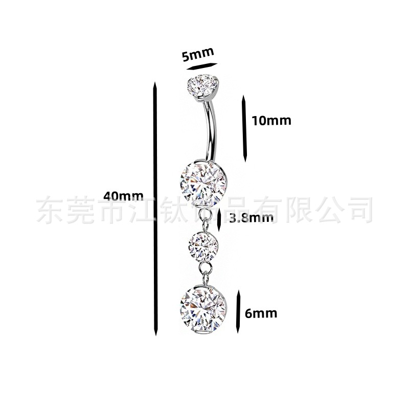 G23 Titanium Navel Ring with White Zircon Inlay – 1.6mm 10mm Belly Button Ring - Image 5