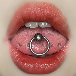 European American Trend Electro Blue 12mm Tongue Barbell 316L Surgical Steel Tongue Ring Lip Nail Belly Button Piercing Jewelry