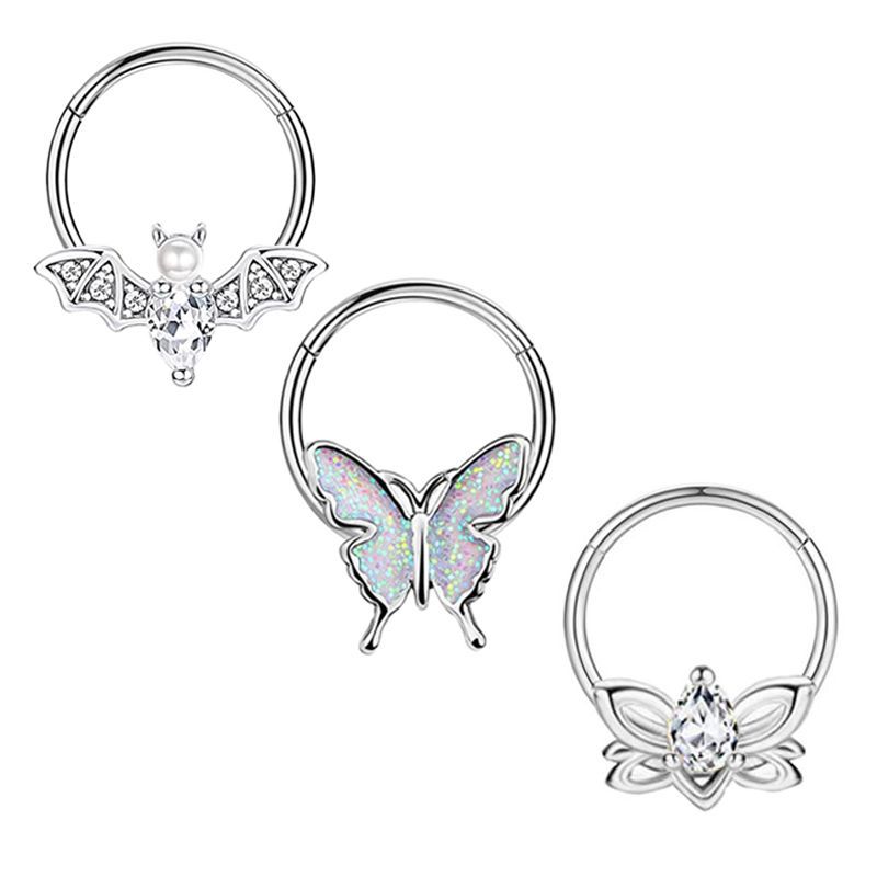 Star Flower Nose Clip Set 3 Pieces Stainless Steel Plated Nose Ring Nose Stud Piercing Jewelry - Image 5