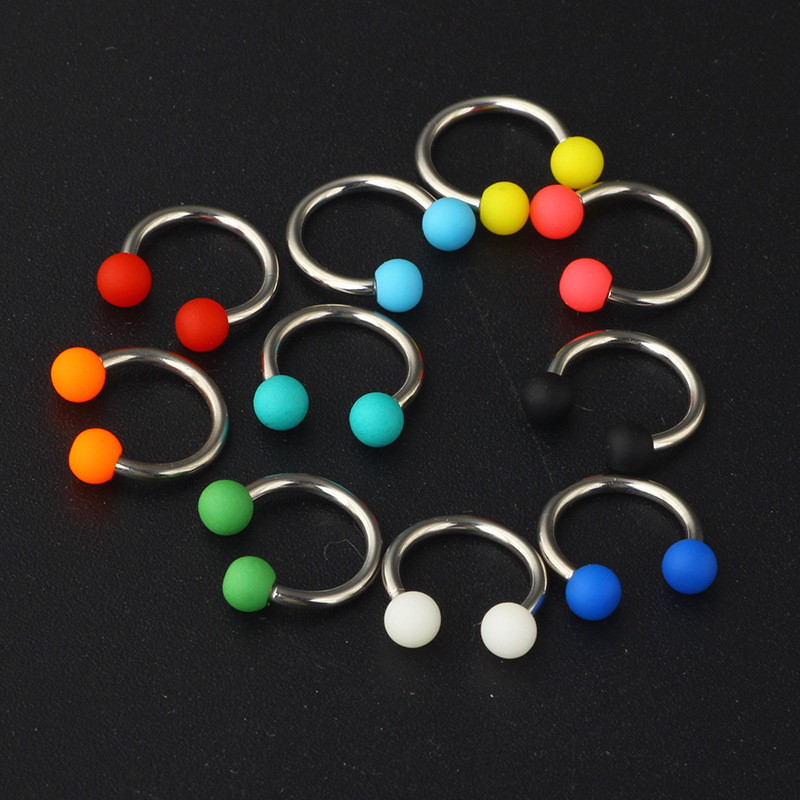Heart Shape Horseshoe Ring Stainless Steel Acrylic Body Piercing Jewelry Multi-Use Nose Lip Eyebrow Septum - Image 5