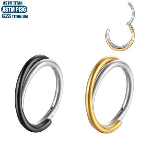 F136 Titanium Alloy Implant-Grade Nose Ring Fork Double Color Seamless Ring Nose Septum Ring Pierced Earrings Cartilage Ear Bone Nail