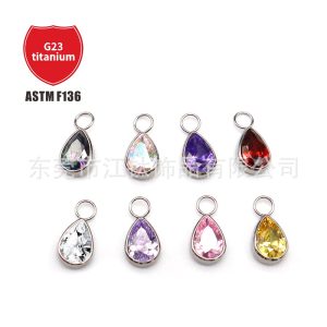 F136 Titanium Ear Studs Water Drop Bag 5A Teardrop Zircon Head G23 Alloy Body Piercing Ear Bone Nails