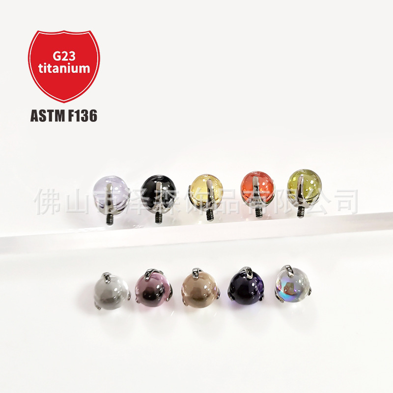 F136 Titanium Alloy Three-Claw Zircon Ball Labret Stud Lip Tongue Ear Nose Piercing Jewelry - Image 4