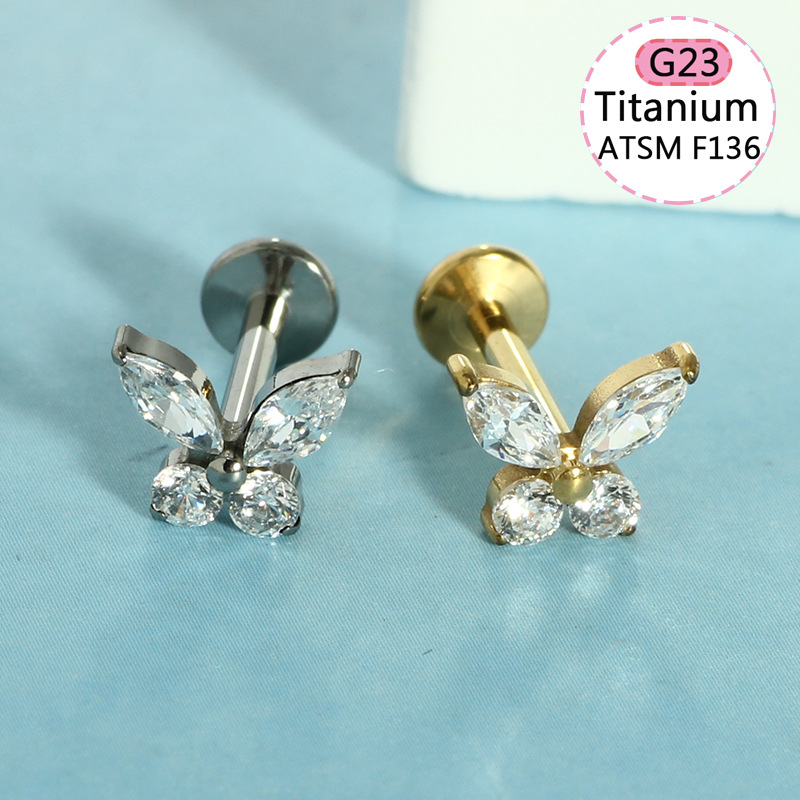 G23 Titanium Alloy Lip Piercing Jewelry Lip Ring Flower Stud Internally Threaded - Image 4