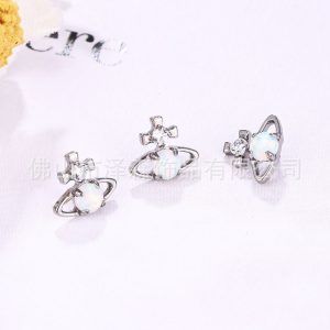 F136 Titanium Saturn Earrings G23 Titanium Planet Orbit Lip Studs Opal Earrings Piercing Jewelry