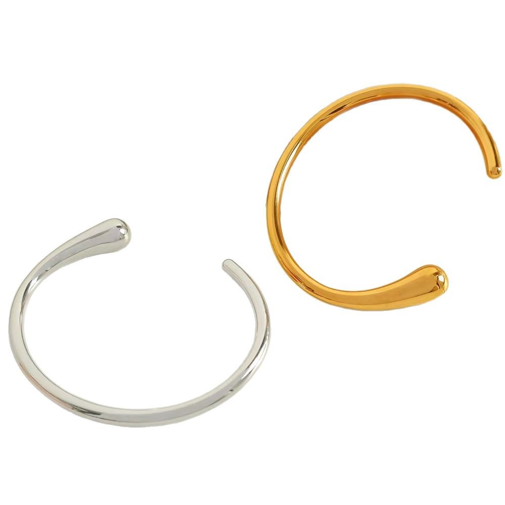 Normcore Style Open Water Drop Bracelet Titanium Steel Plated 18K Gold Mirror Bracelet Fashionable Personalized Hand Jewelry for Women - Image 5