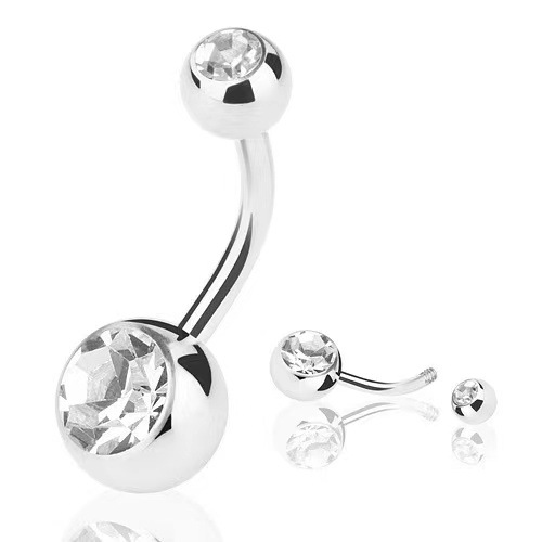 G23 Titanium Belly Button Ring Double Head Set with Czech Diamond Zircon Nail Body Piercing Jewelry - Image 2