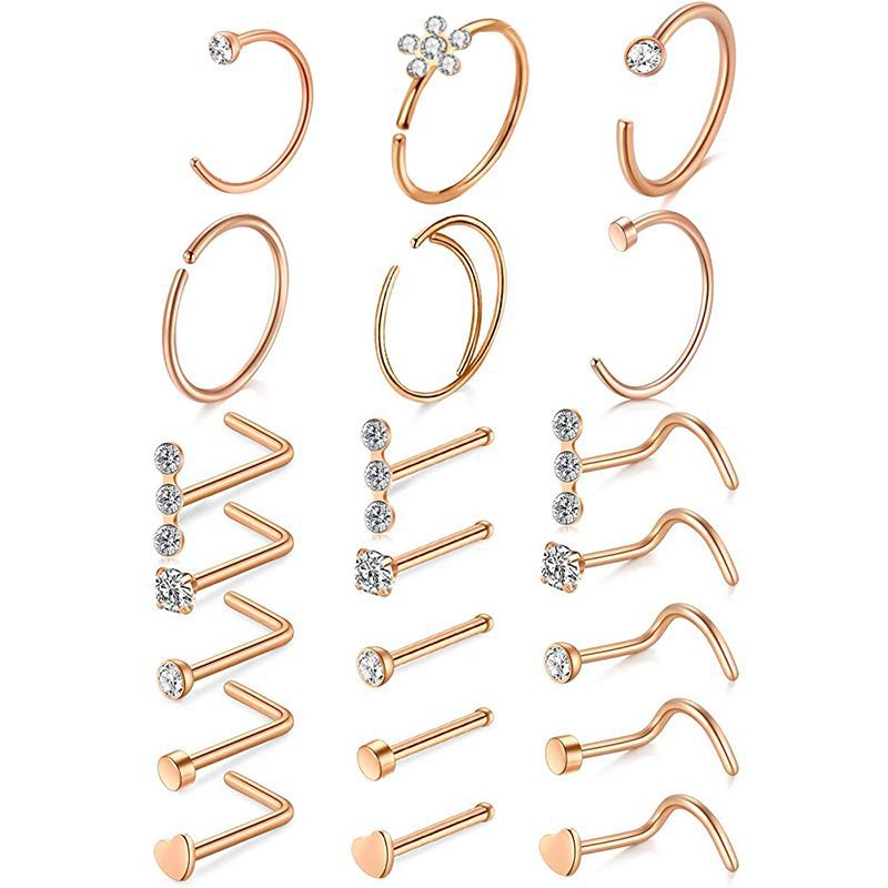 Tide Cool Nose Nail Set with C-Shaped U-Shaped Rings - Stainless Steel Body Piercing Jewelry Kit for Men and Women - Image 3